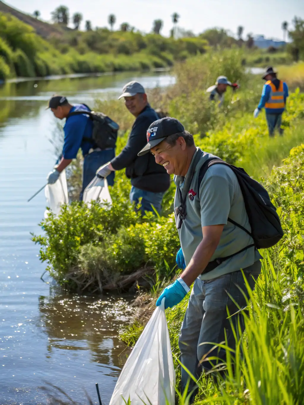 A photograph of anglers participating in a regulated fishing event, with a focus on responsible fishing practices and sustainable recreation promoted by LA GAULE VIGEOYEUSE.